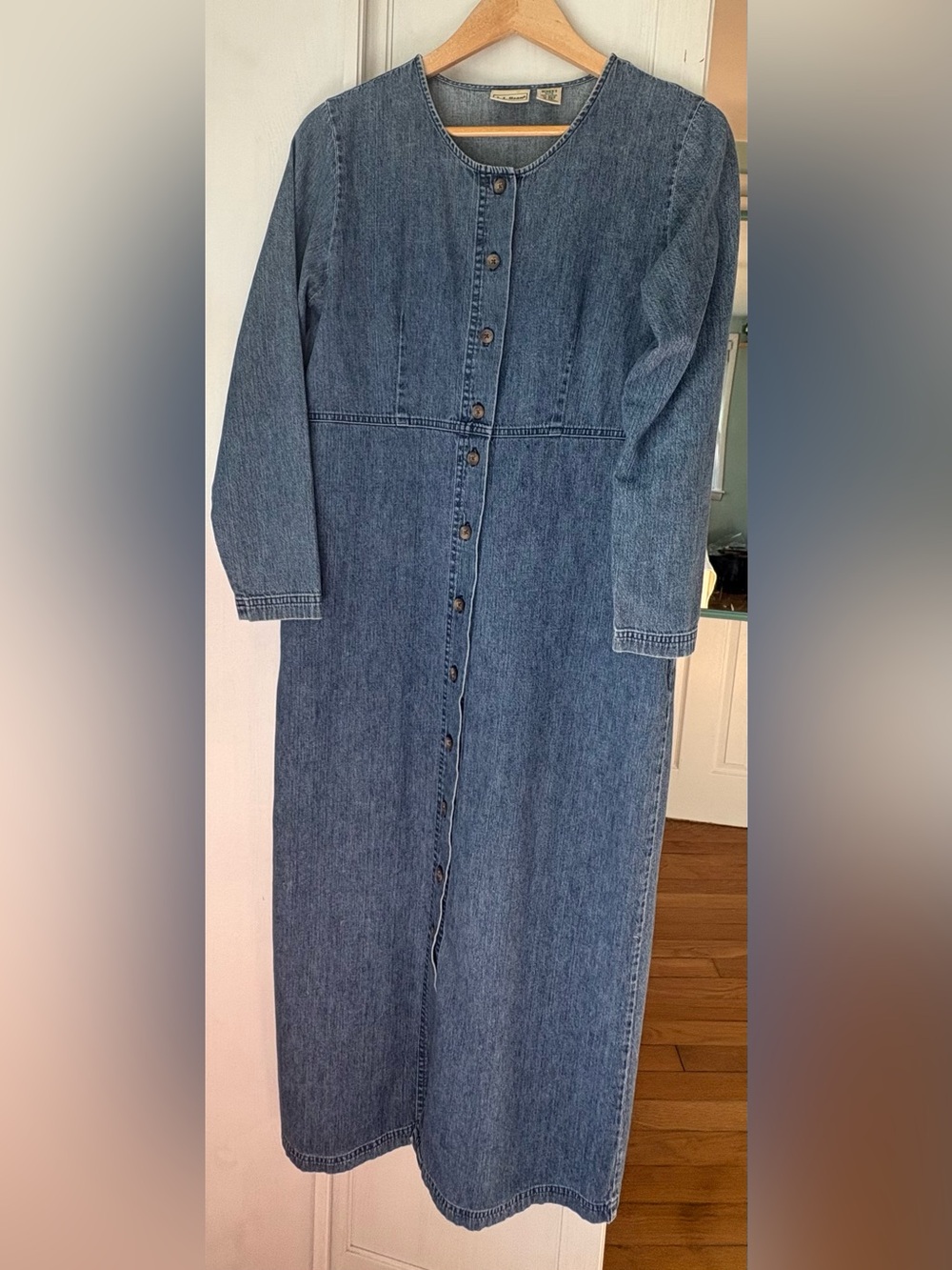 L.L. Bean Vintage Denim Maxi Dress Button-Front Size 10 — image 2 of 8